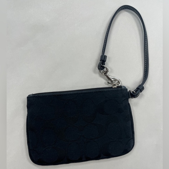 Coach Signature Jacquard Black Wristlet Wallet Purse - Picture 6 of 10